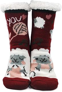 LOFIR Cuddly Socks Slippers Socks for Women: Winter Warm Stopper Socks ABS Sole Non-Slip Thermal Socks Thick Christmas Socks for Christmas Gifts 1 Pair
