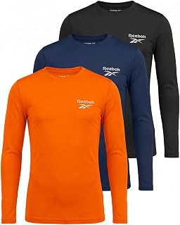 Reebok Boys Long Sleeve Rash Guard 3 Pack, Quick Dry Swim Shirts for Kids