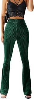 Floerns Women's Velvet Elastic Waist Flare Leg Palazzo Long Pants Trousers