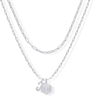 PAVOI 14K Gold Plated Initial Layered Necklace for Women, Letter Pendant