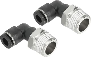 Male Elbow Tube Push to Connect Fittings, 2 Pack Male Elbow 1/4 Inch Tube OD x 3/8 Inch NPT Thread 90 Push to Connect Fittings for Air Water