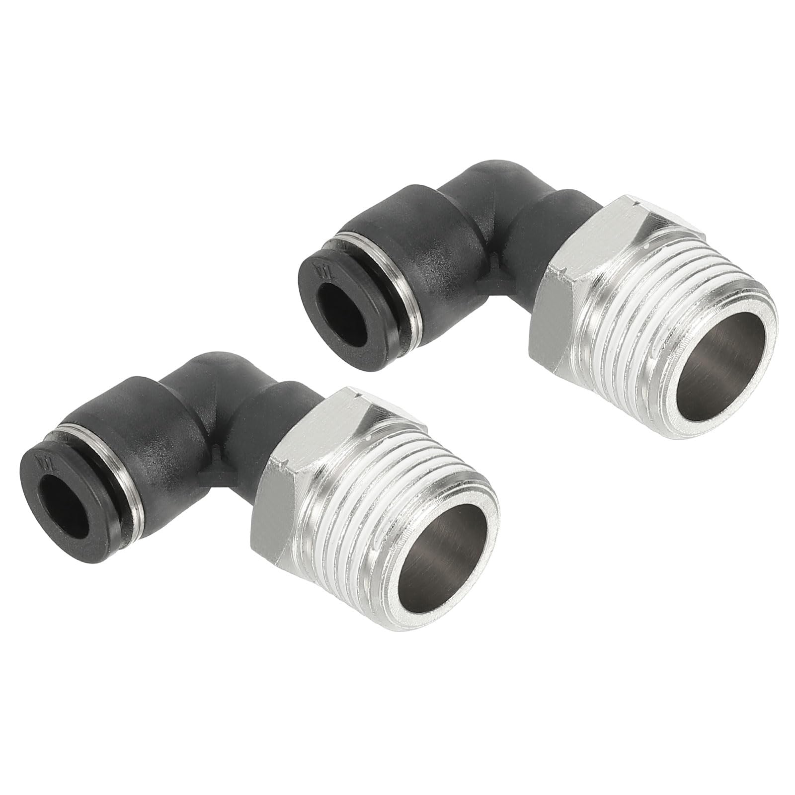 Male Elbow Tube Push to Connect Fittings, 2 Pack Male Elbow 1/4 Inch Tube OD x 3