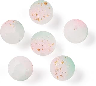 50pcs 8mm Two Tone Frosted Matte Crackle Glass Round Beads Loose Spacer Beads with Glitter Powder for DIY Jewelry Making Earring Bracelet Necklace