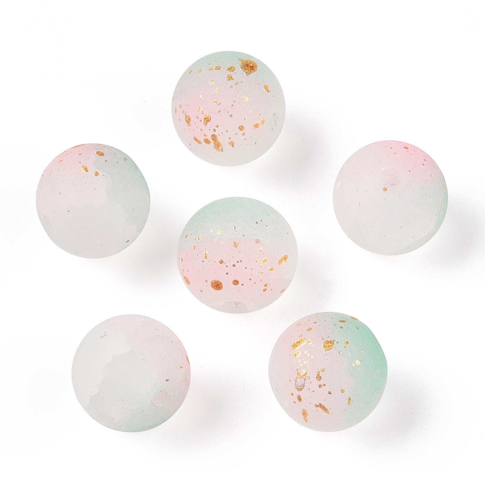 50pcs 8mm Two Tone Frosted Matte Crackle Glass Round Beads Loose Spacer Beads wi