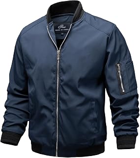 TLZC Men's Lightweight Bomber Jacket Windbreaker Slim Fit Active Coat Outerwear