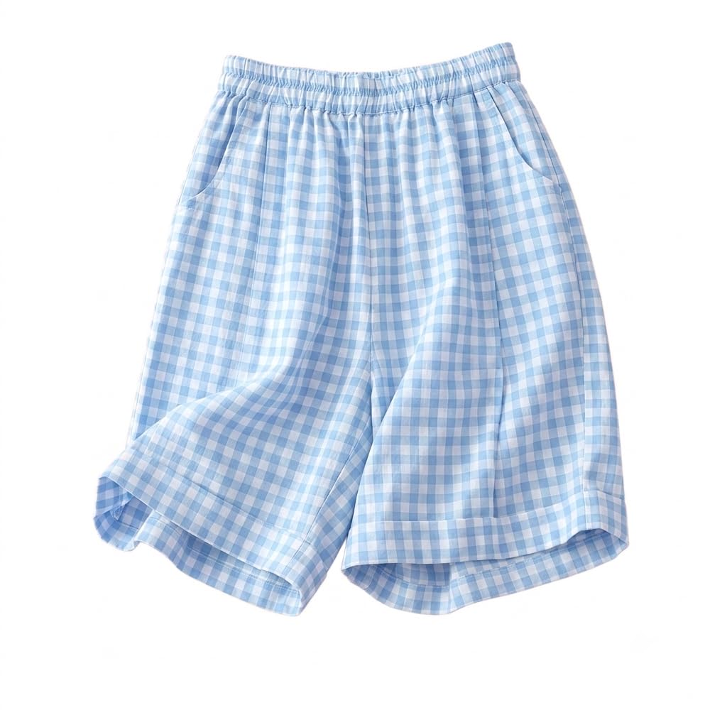 Kinghua Linen Shorts for Women Spring Summer Casual Elastic High Waisted Pleated