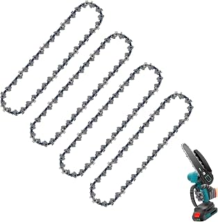 4PCS 8 Inch Chainsaw Chains, Mini Chainsaw Chain Replacement for Cordless Handheld Chainsaws, Low-Kickback Small Chainsaw Blade for Tree Trimming and Wood Cutting (45 Drive Links) (4 PCS 8In)
