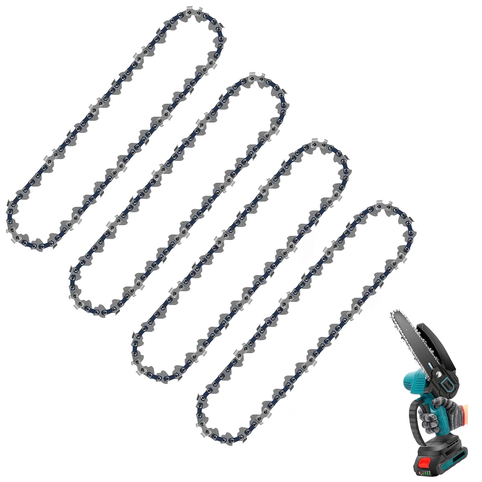 4PCS 8 Inch Chainsaw Chains, Mini Chainsaw Chain Replacement for Cordless Handhe