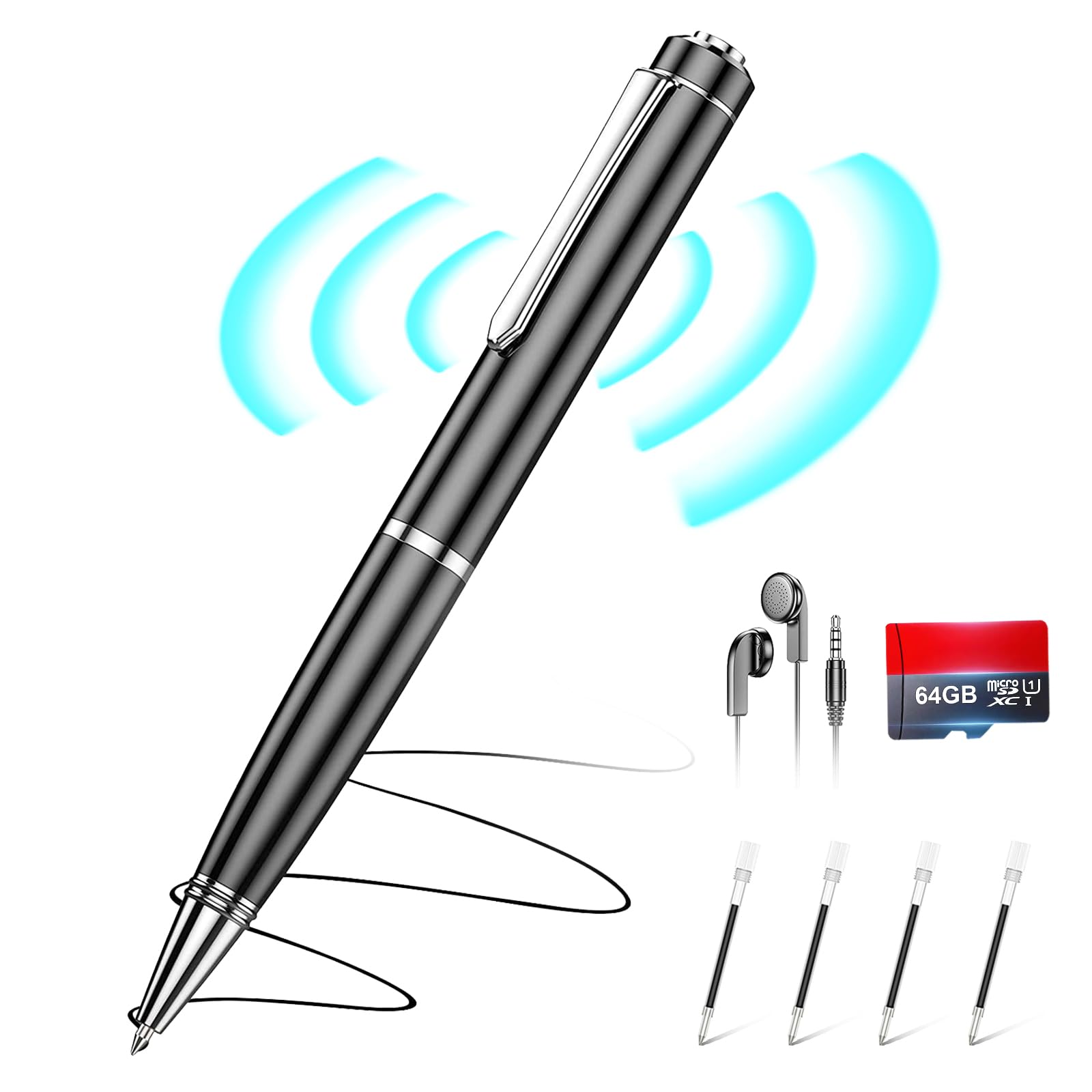 64GB Digital Voice Recorder - ZIPCIDE Digital Voice Activated Recorder with AI-I