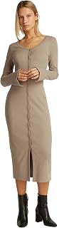 Calvin Klein Donna Abito Woven Label Rib Woven Label Rib Chiusura con Bottoni