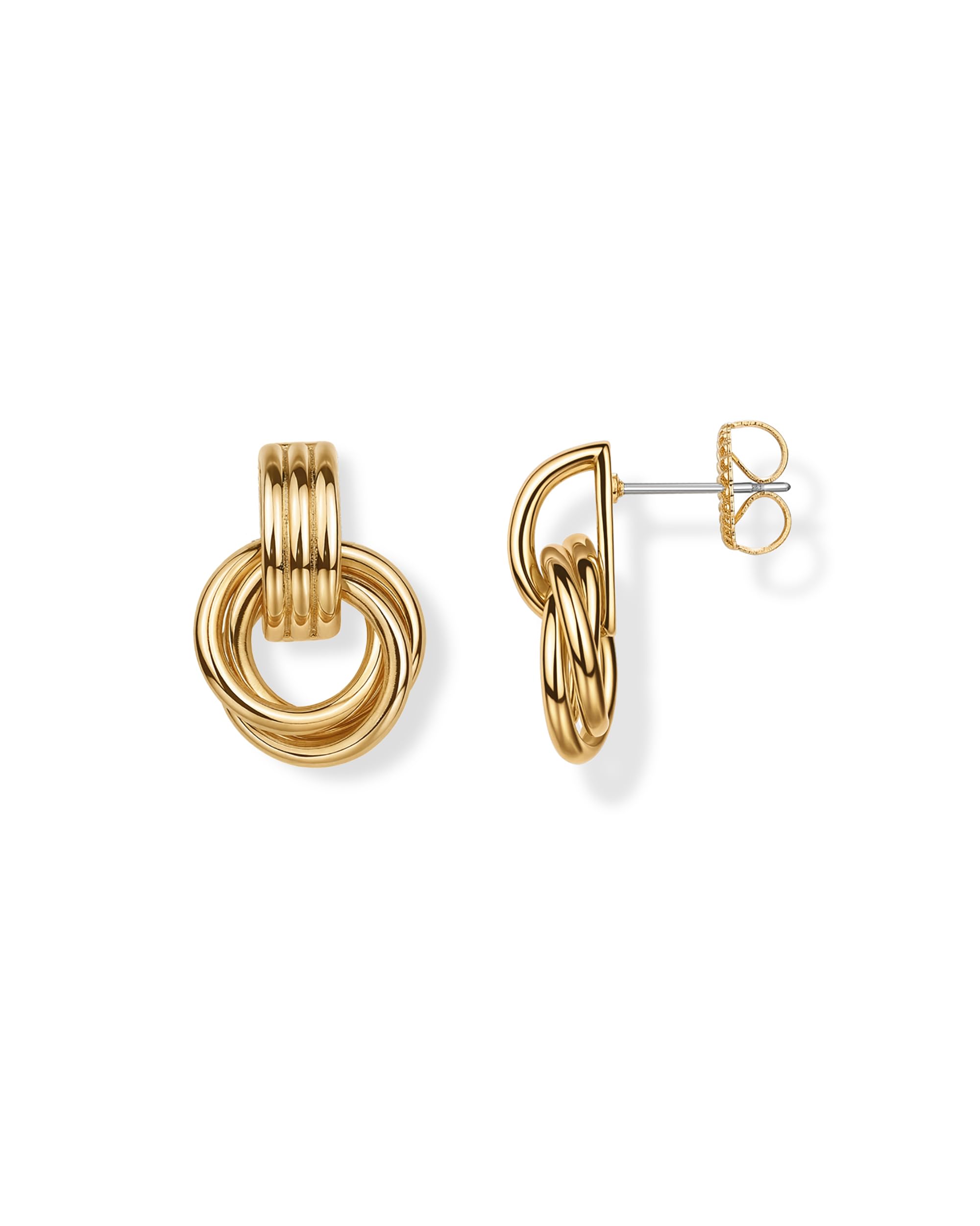 PAVOI 14K Gold Plated Door Knocker Earrings for Women, Chunky Drop Earrings