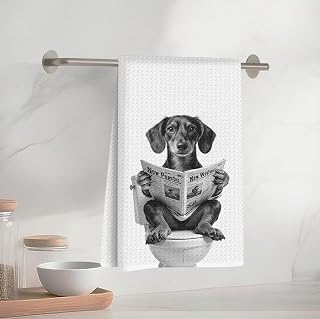 Dog Kitchen Towels, 24 x 14 in Microfiber Reusable Dog Towels for Kitchen Bathroom Home Farm Durable Honeycomb Fabric Dog Gift for Women Friends