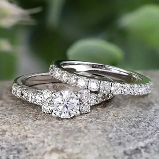 Set of 2 Women's Fashion Round Cubic Zirconia Rings