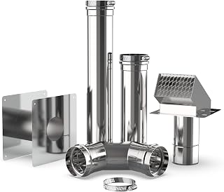 ThermoMate 3" Vent Pipe Kit, Universal 3 Inch Stainless Steel Horizontal Vent Kit for Most Gas Tankless Water Heaters, Includes Termination Hood, 90° Elbow, Vent Pipes, Wall Thimble