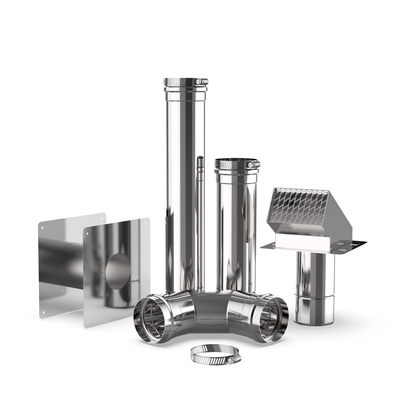 ThermoMate 3" Vent Pipe Kit, Universal 3 Inch Stainless Steel Horizontal Vent Ki