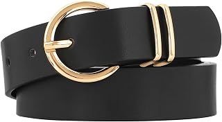 JASGOOD Women's Fashion Belt Leather Belt Adjustable Belt with Gold Buckle for Jeans Trousers Dresses