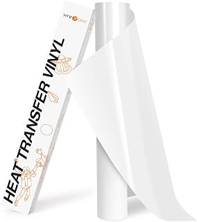 HTVRONT HTV Roll Heat Transfer Vinyl - 12" x 8ft White HTV Vinyl for Shirts | Iron on Vinyl for All Cutting Machines - Easy to Cut & Weed for Heat Transfer Design (White)