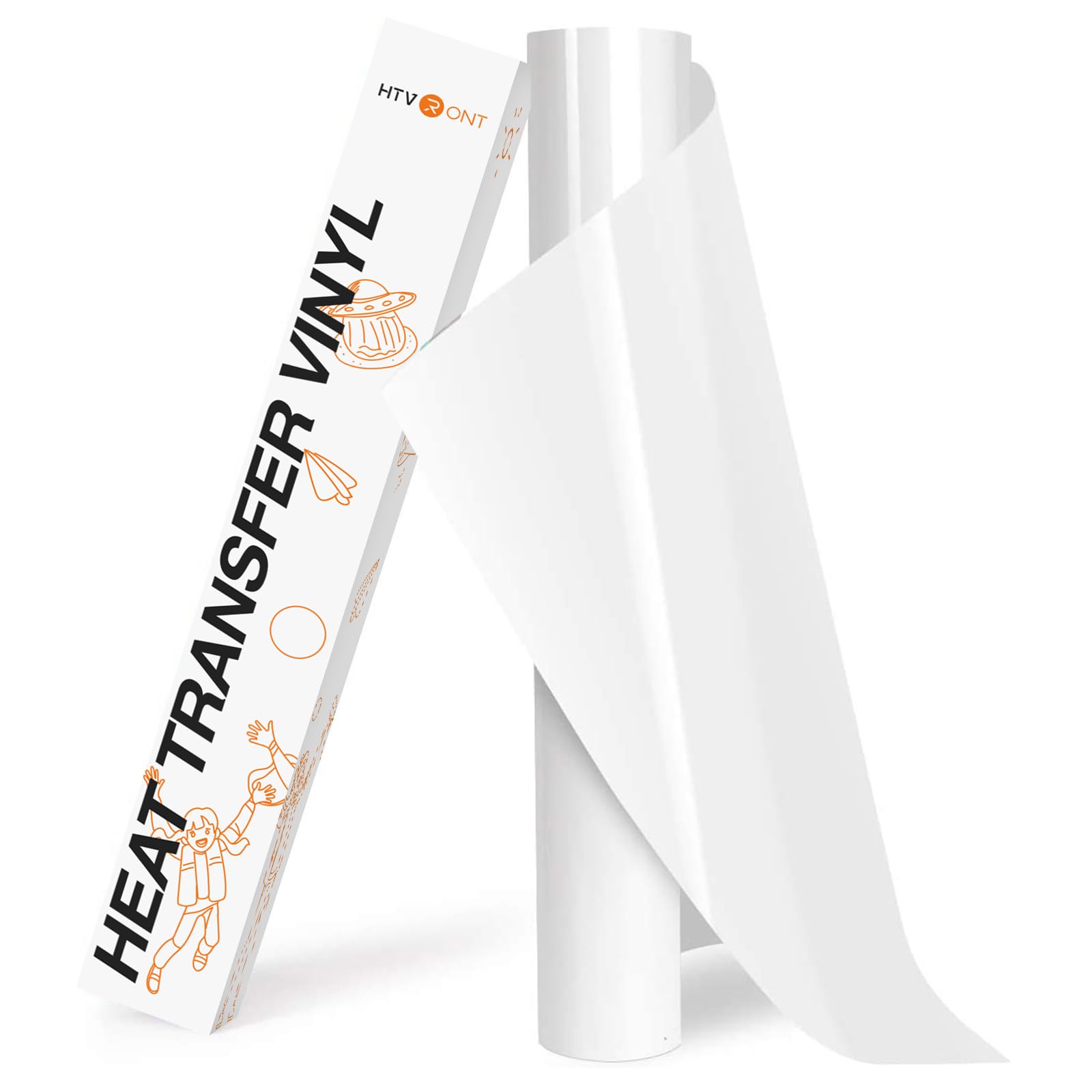 HTVRONT HTV Roll Heat Transfer Vinyl - 12" x 8ft White HTV Vinyl for Shirts | Ir