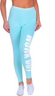 FUTURO FASHION - Sports leggings - with print "Work Out" - long - cotton