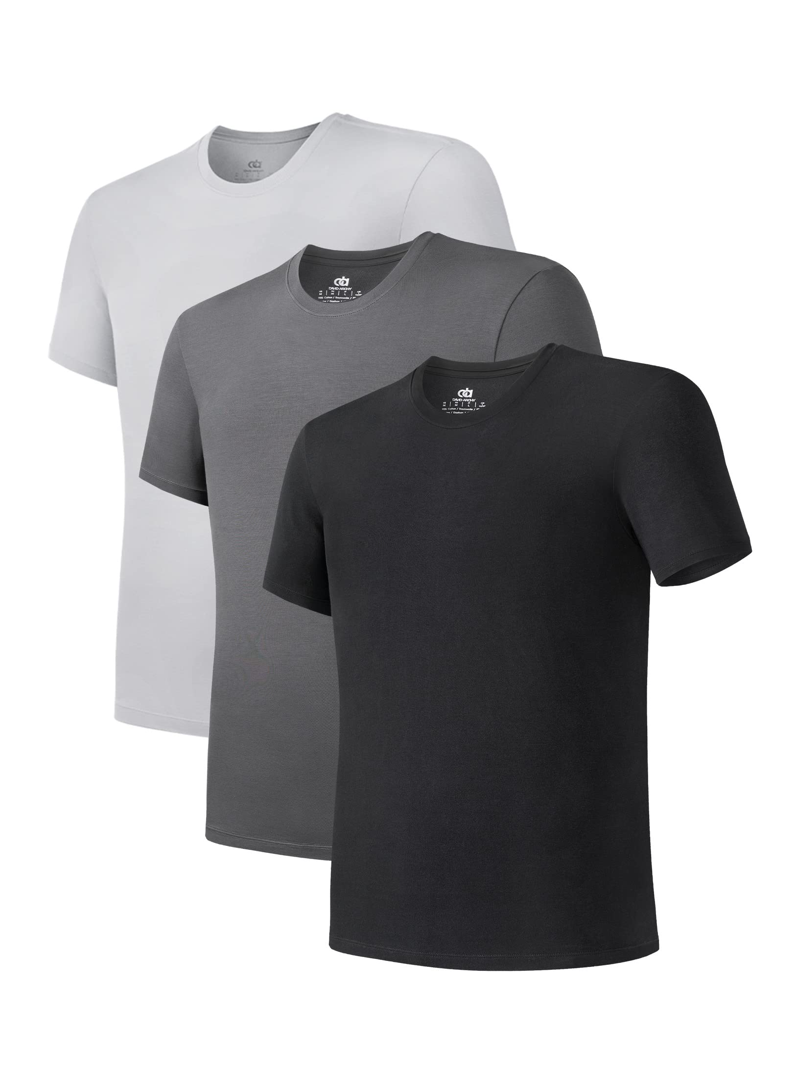 DAVID ARCHY Underarm Men's Underarm Tank Tops with Round Neck V-Neck or Short Sl