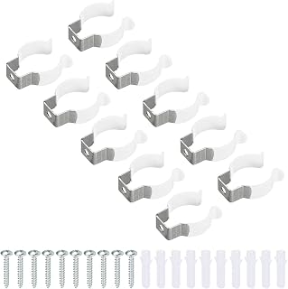 T8 U Clips Holder Bracket for LED Light Bulb Mounting Bracket Support Stainless Steel Fluorescent Tube Holder Screw Pipe Clamps Spring Holder Tool Clips, White Pack of 10