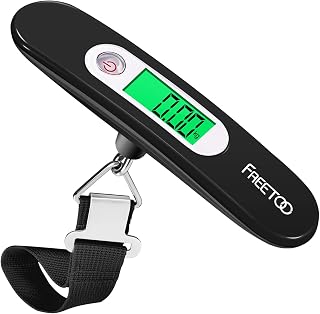 Freetoo Digital Luggage Scales, Portable Hanging Scales, LCD Display with Backlight Tare Function, Practical for Travel/Family Life, up to 50 kg, black | LCD-Anzeige mit Hintergrundbeleuchtung Tara-Funktion Praktisch für Reisen/Familienleben bis 50KG (Schwarz)