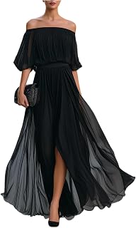 Evening Dress Women's Long Shoulderless Cocktail Dress A Line Tulle Evening Dresses Elegant for Wedding Maxi Prom Dress Festive Graduation Dress with Slit Prom Dresses Women Dress Wedding Guest