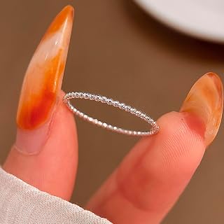 1pc Stackable Round Bead Ring For Women Sterling Silver Ladies Fine Jewellery Gift
