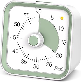 Visueller Timer Kinder mit Pausenfunktion, 60 Minuten Countdown Timer für Kinder Schreibtischstudie, Bürotisch und Meetings, Kochen in der Küche, Leises Zeitmanagement für ADHS (Weiß)