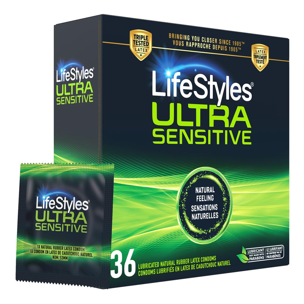 LifeStyles Ultra-Sensitive Condoms – 36 Count – Natural-Feeling, Lubricated Late