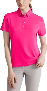 Women's Polo Shirt UPF 50+ Short Sleeve Polo Shirt Quick-Drying Golf Tennis Shirts Lightweight Sports T-Shirts Summer Mottled Tops Fitness Running Shirts with 1/4 Button Placket