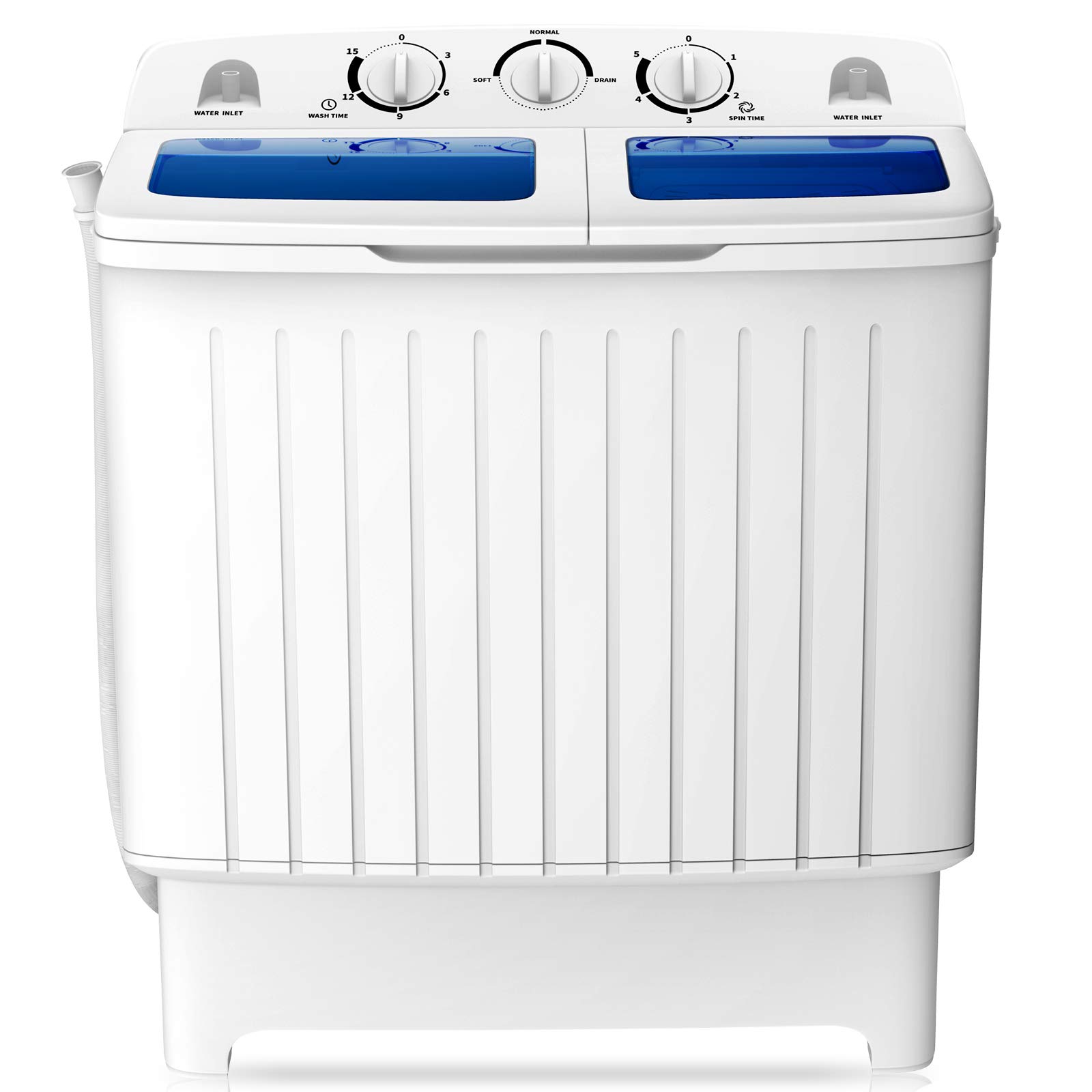 COSTWAY Portable Washing Machine, 12Lbs Washer and 8Lbs Spinner, Blue+White | Tw