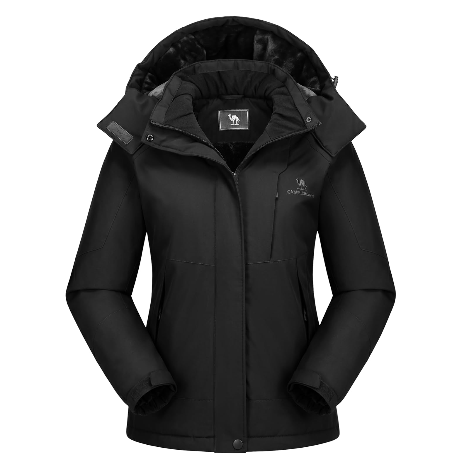 CAMEL CROWN Womens Winter Coat Waterproof Ski Jacket with Fleece Lining Windproo