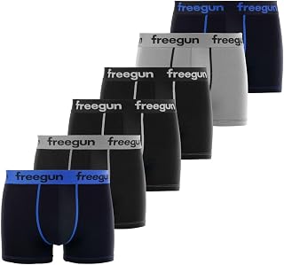 Freegun Men's Cotton Boxer Shorts, Perfect Fit, Stretch (Pack of 6)