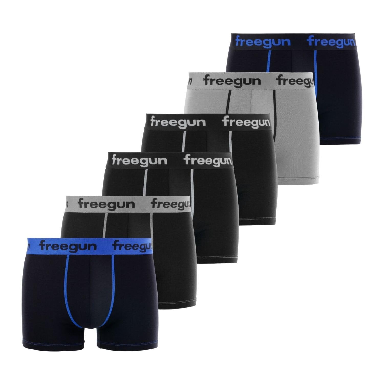 Freegun Men's Cotton Boxer Shorts, Perfect Fit, Stretch (Pack of 6)