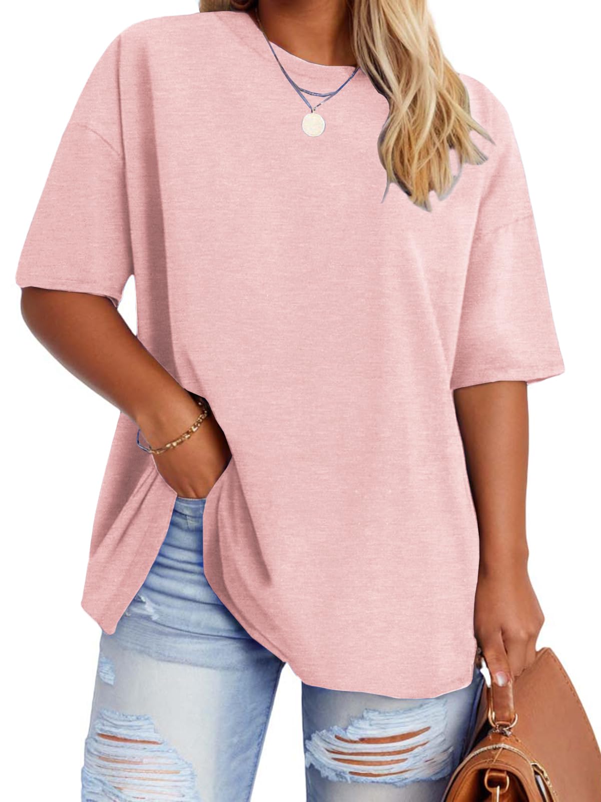 VISLILY Plus-Size-Tops for Women Casual Short Sleeve T Shirts Summer Crew Neck T