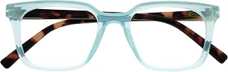 OPULIZE KOI Reading Glasses - Large Rectangular Frame - Aqua Green - Men and Women - Spring Hinges - R50-Q - +1.50
