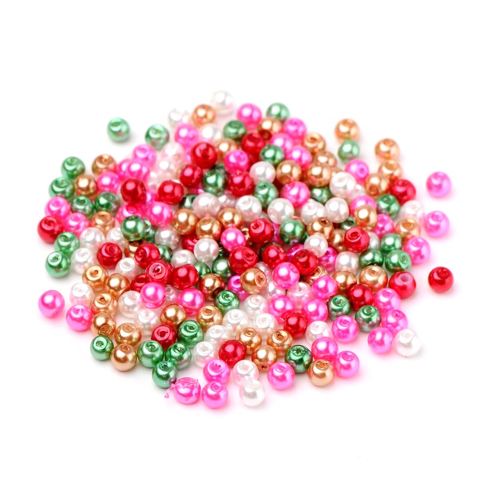 400pcs/bag 4mm Mixed Pearl Glass Pearl Beads Christmas Mini Loose Spacer Beads f