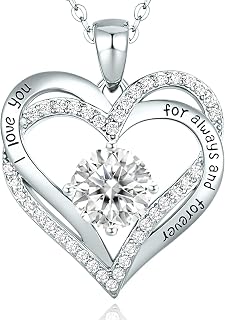 CDE Kette Damen 925 Sterling Silber Rosegold Forever Love Herz Geburtsstein Anhänger Halskette für Frauen Schmuck Geburtstags Geschenk für Sie Freundin Weihnachten Valentinstag Muttertags
