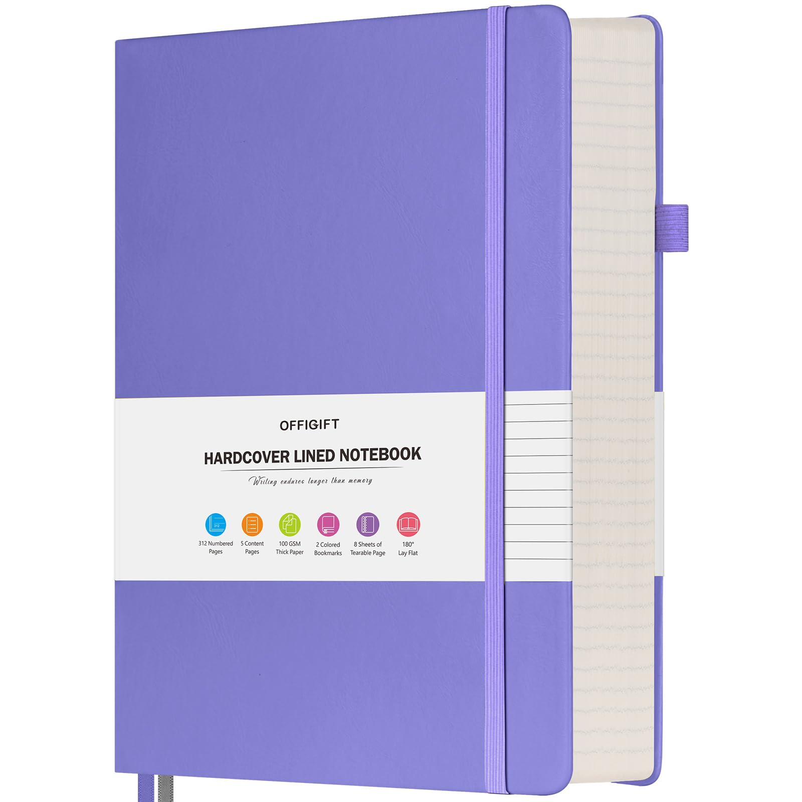 Large Lined Notebook for Women & Men - A5 Size - 312 Numbered Pages for Work - 1