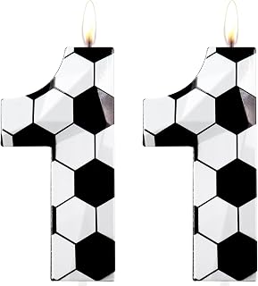11th Birthday Candles Number 11 Candles Soccer Happy Birthday Candle Premium Wax & 3D Diamond Design Soccer Themed Cake Topper Decorations for Men Boy Birthday Party Soccer Fan Celebration Supplie