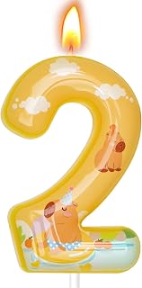Capybara Birthday Candles, Capybara Birthday Party Decorations, Birthday Number Candles for Cake Topper and Party Supplies (Yellow, Number 2)