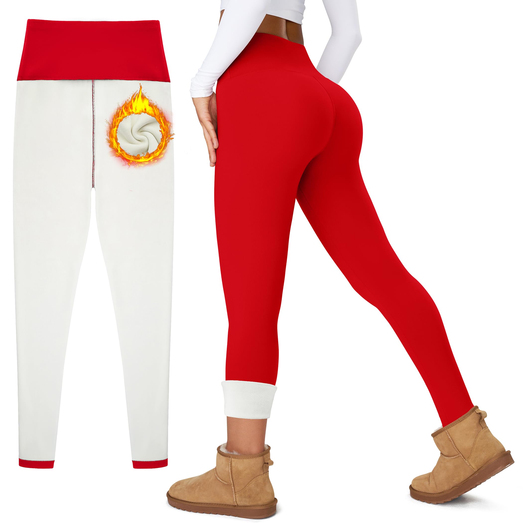 Women's Thick Fleece Lined Leggings High Waisted Tummy Control Thermal Warm Soft