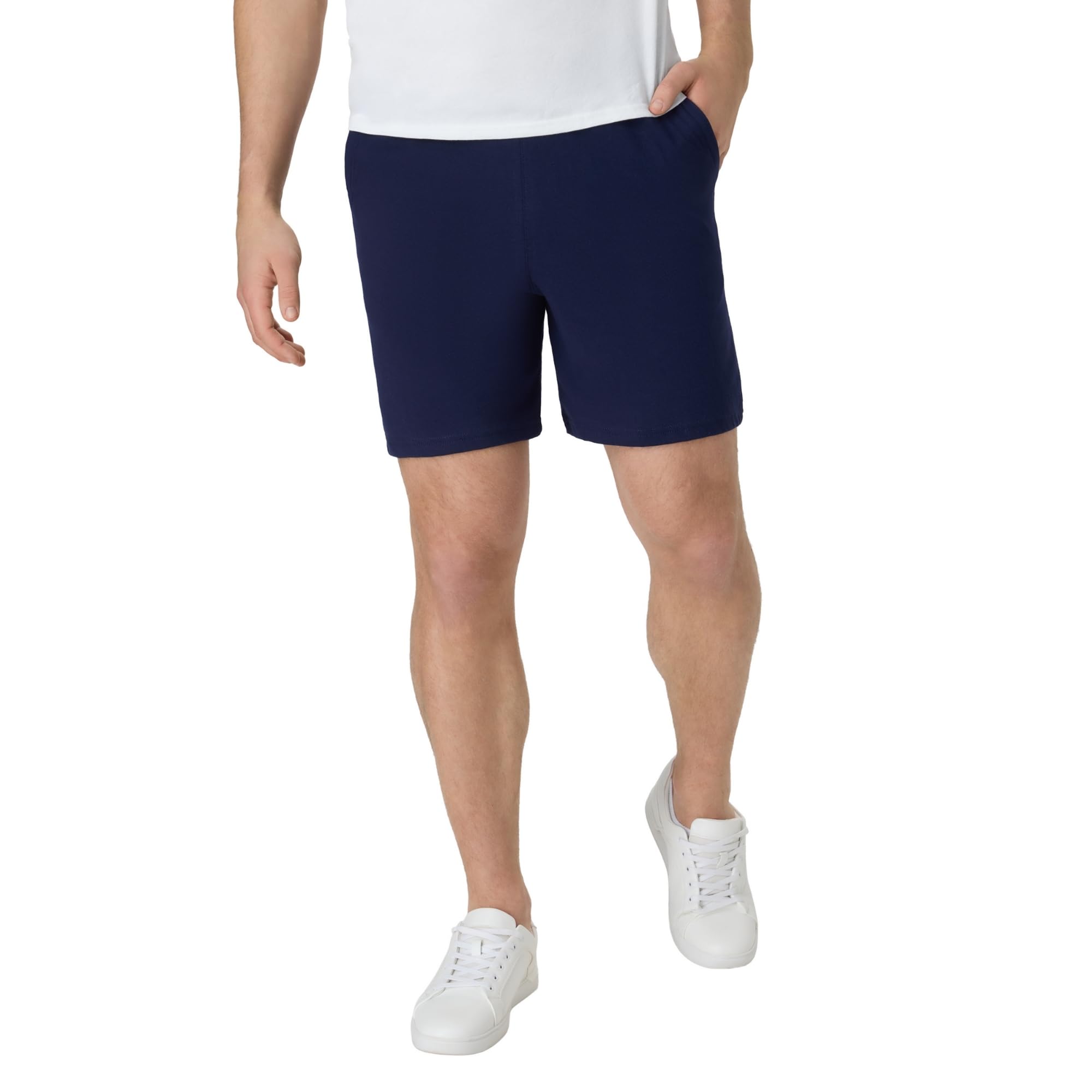 Hanes Mens Originals Cotton Shorts with Pockets, Pull-on Jersey Gym Shorts, 7" S