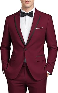 MAGE MALE Men's 2 Piece Suit One Button Slim Fit Formal Wedding Prom Tuxedo Suits Blazer Pants with Bow Tie Set