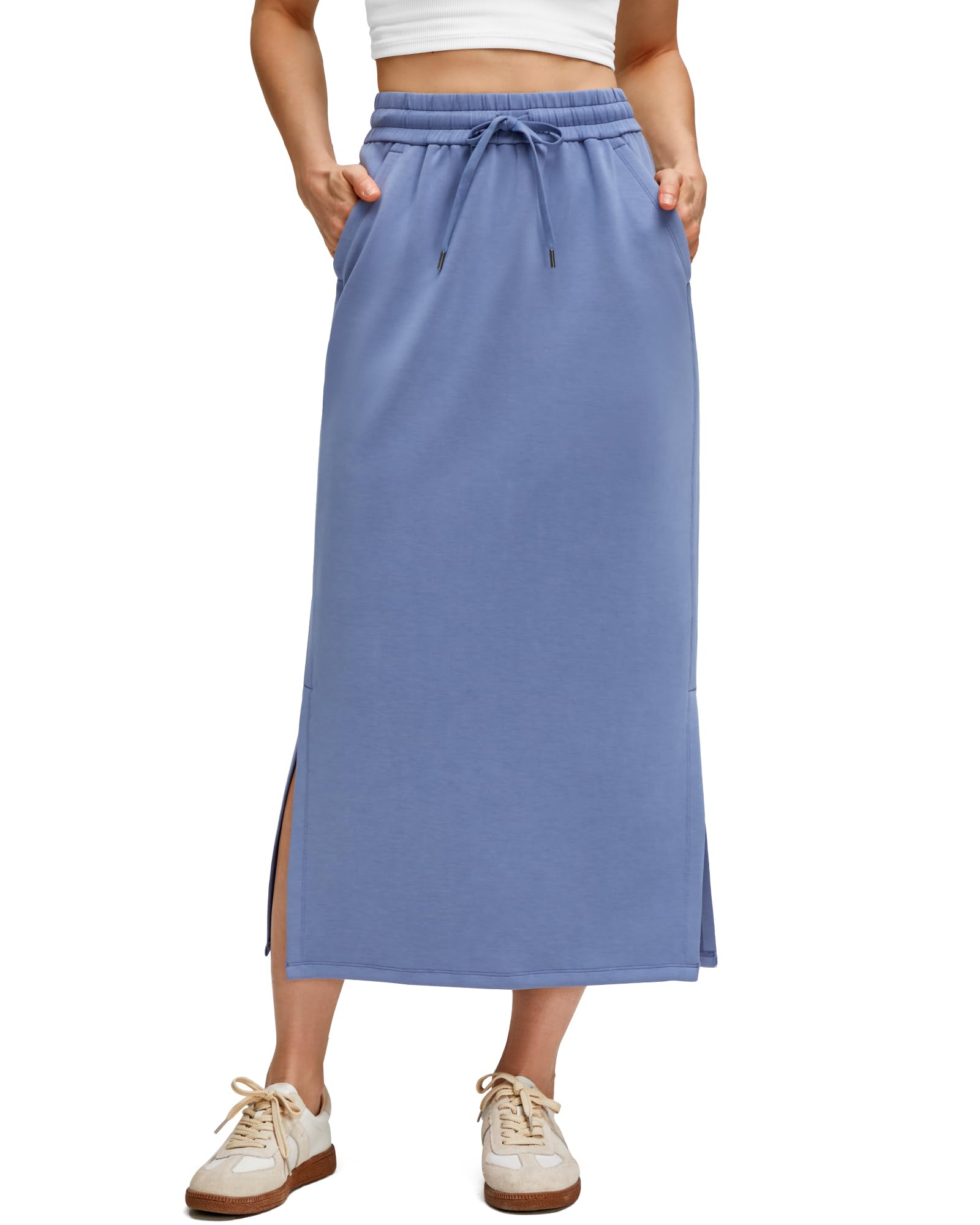 G4Free Smoofit Maxi Skirt Women Modal Soft Drawstring Skirts with 2 Pockets