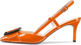 Castamere Women's Stiletto Mid Heel Pointed Toe Slip-On Pumps Slingback Bow Tie Dress Wedding Party Sandals 6.5 cm Heels