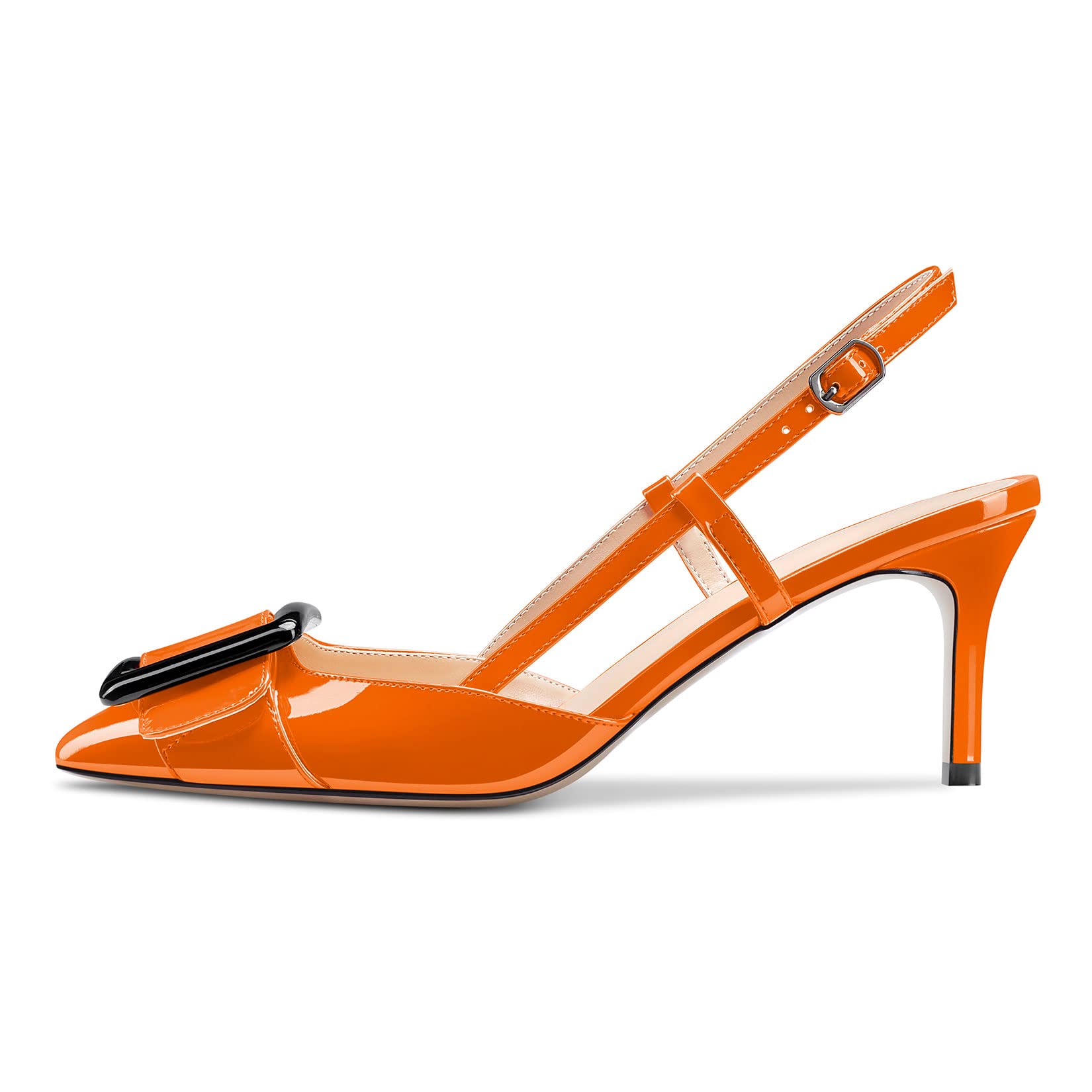 Castamere Women's Stiletto Mid Heel Pointed Toe Slip-On Pumps Slingback Bow Tie 