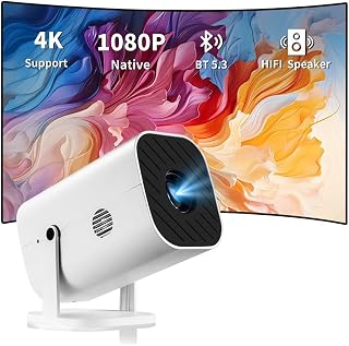 YGSKK Mini Portable Projector, Video Projector for iPhone, Compatible 4K | (Built-in Speaker and Bluetooth 5.3), 1080P Movie Projector, Supports Smartphones/Video Games/TV stick/PS5/Computers/HDMI/USB