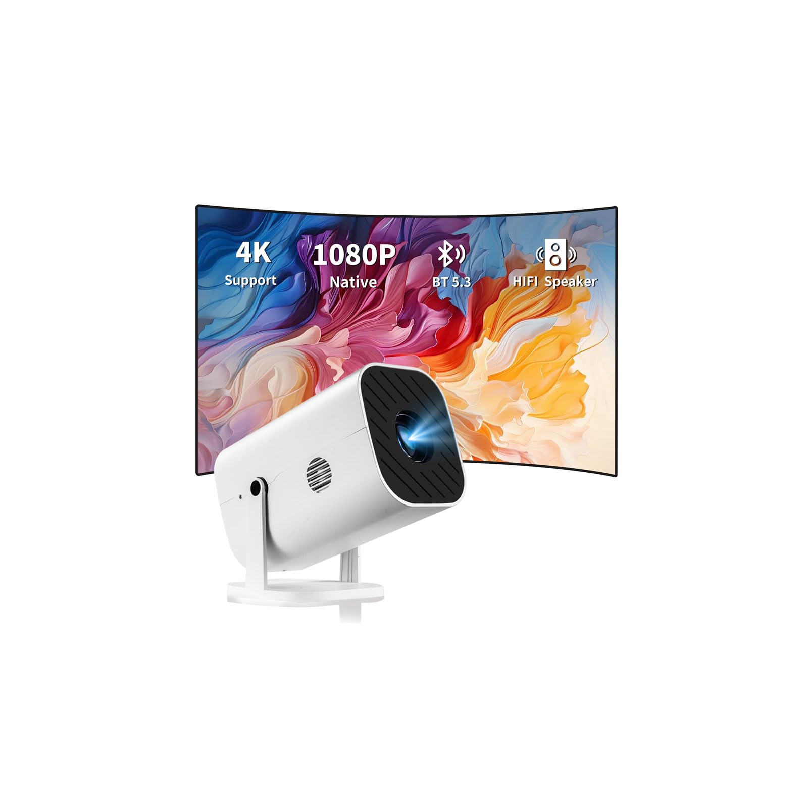 YGSKK Mini Portable Projector, Video Projector for iPhone, Compatible 4K | (Buil